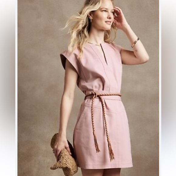NWT Banana Republic Split Neck Mini Dress - Picture 1 of 13